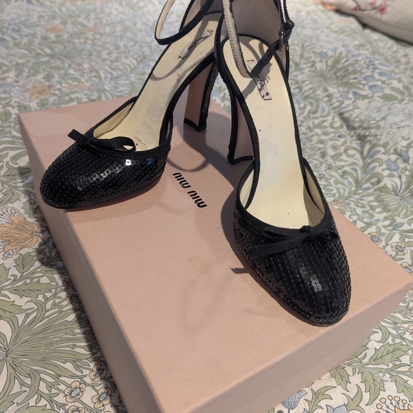Miu Miu Shoes - Miu Miu Black Sparkle Women's Heels